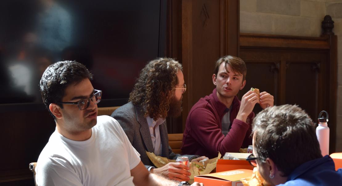 Sinan Parmar (PhD Student 2025), Professor and Director of Graduate Studies Benjamin Brooks, and Yann Decressin (PhD Student 2022)